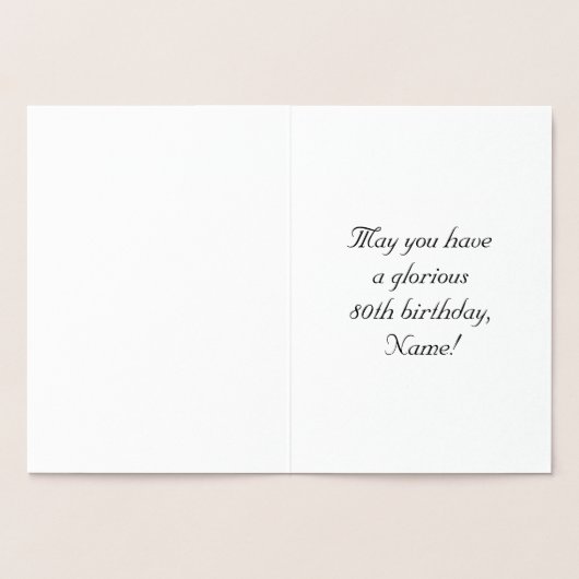 80e verjaardag: Elegant,  Manuscript; de Naam van  Folie Kaarten (Binnen)