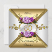 80e verjaardag Elegant Paars Gold Rozen A Kaart (Voorkant)