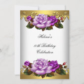 80e verjaardag Elegant Paars Gold Rozen Kaart (Voorkant)