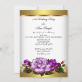 80e verjaardag Elegant Paars Gold Rozen Kaart (Achterkant)