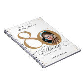 80e verjaardag Elegant Script White Gold Guestbook Notitieboek (Rechterzijde)