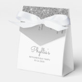80e verjaardag Elegant Silver Glitter Drip Script Bedankdoosjes (Voorkant Zijde)