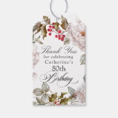 80e verjaardag Elegante december bloemrijke dank j Cadeaulabel (Voorkant)