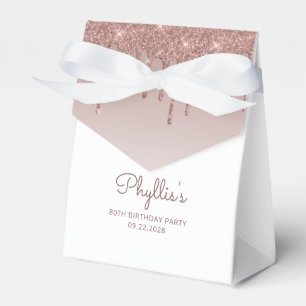 80e Verjaardag Elegante Roze Gouden Glitter Drip Bedankdoosjes