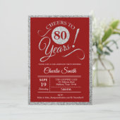 80e verjaardag - ELKE AGE Red Silver Kaart (Staand voorkant)