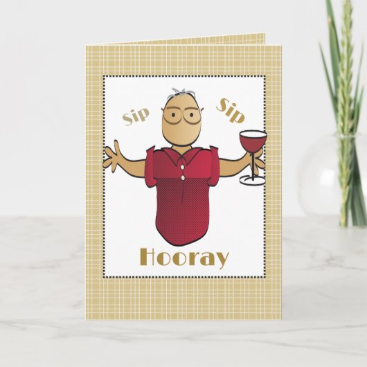 80e verjaardag etnische Man Cartoon Rode wijn Scha Kaart (Voorkant)