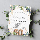 80e verjaardag eucalyptus greenery glitter elegant kaart