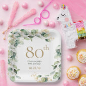 80e verjaardag Eucalyptus Papieren Bordje (Feest)