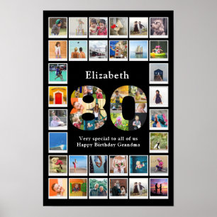 80e verjaardag familie foto sjabloon aandenken poster