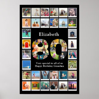 80e verjaardag familie foto sjabloon aandenken poster