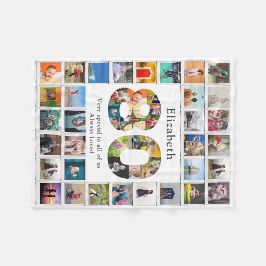 80e verjaardag familie foto template fleece deken (Voorkant (Horizontaal))