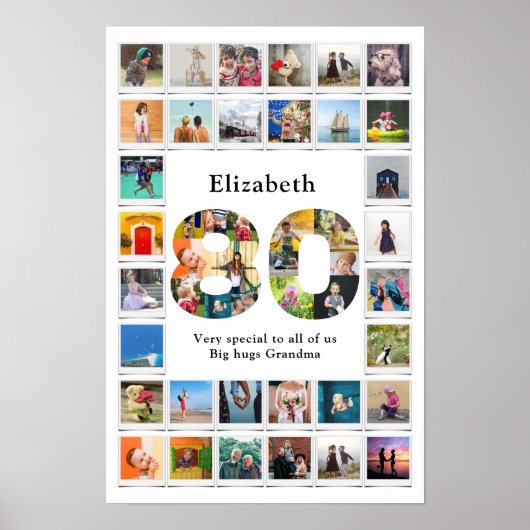 80e verjaardag Familie Fototemplate Aandenken Poster (Voorkant)