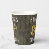 80e verjaardag — Faux Gold & Faux Wood Papieren Bekers (Links)