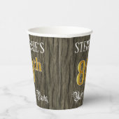 80e verjaardag — Faux Gold & Faux Wood Papieren Bekers (Rechts)