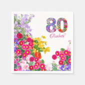 80e verjaardag Feest Bloemen Modern 80 jaar Servet (Voorkant)