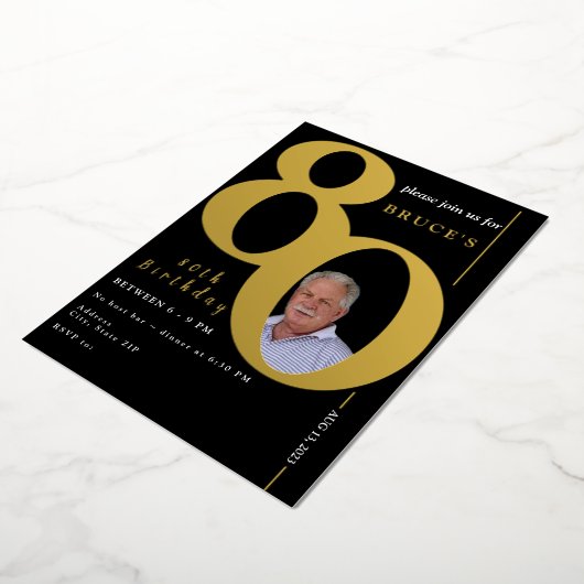 80e Verjaardag Feest Folie Uitnodiging (Gedraaid)