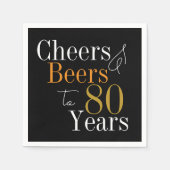 80e verjaardag feest juichen en bieren zwart goud servet (Voorkant)
