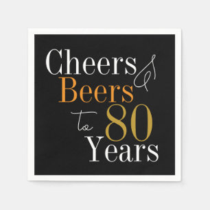80e verjaardag feest juichen en bieren zwart goud servet