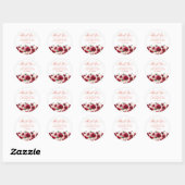 80e Verjaardag Feest Rood Roze Bloemen Dank u Ronde Sticker (Vel)
