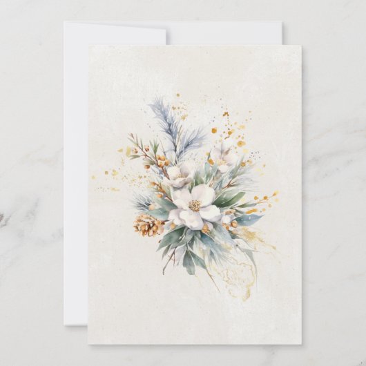 80e Verjaardag Feest Winter White Floral Greenery Kaart (Achterkant)