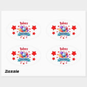 80e verjaardag Festive Colorful Balloons C01HZ Ovale Sticker (Vel)