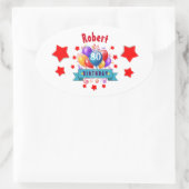 80e verjaardag Festive Colorful Balloons C01HZ Ovale Sticker (Tas)