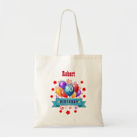 80e verjaardag Festive Colorful Balloons C01HZ Tote Bag (Voorkant)