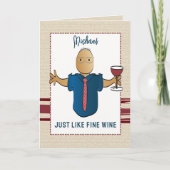 80e verjaardag Fine Wine Fun Male Cartoon Modern Kaart (Voorkant)
