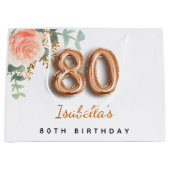 80e verjaardag floraal roos goud eucalyptusverjaar groot cadeauzakje (Voorkant)