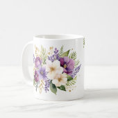 80e verjaardag Floral Bouquet Gouden accenten Koffiemok (Voorkant links)