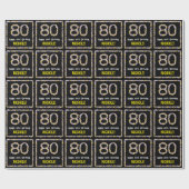 80e verjaardag: Floral Flowers Number, Custom Name Cadeaupapier (Vlak)