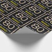 80e verjaardag: Floral Flowers Number, Custom Name Cadeaupapier (Hoek)