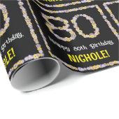 80e verjaardag: Floral Flowers Number, Custom Name Cadeaupapier (Rol Hoek)