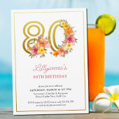 80e verjaardag Floral Gold Number 80 I Kaart