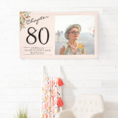 80e verjaardag Floral Pink Foto Spandoek (Insitu)