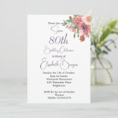 80e verjaardag Floral Pink Rose Elegant Verjaardag Kaart (Staand voorkant)