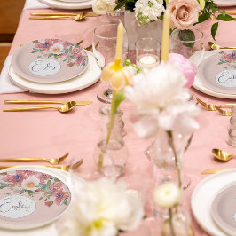 80e verjaardag Floral Pink Rose Elegant Verjaardag Papieren Bordje