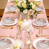 80e verjaardag Floral Pink Rose Elegant Verjaardag Papieren Bordje