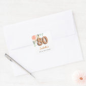 80e verjaardag florale roos goud eucalyptusmonogra vierkante sticker (Envelop)