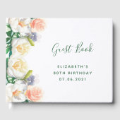 80e verjaardag florals wit zwart roze gastenboek (Voorkant)