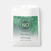80e verjaardag | Fonkelend Groen Goud Glitter Bedankzakje (Voorkant)