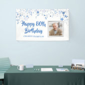 80e verjaardag foto blauwe sterren gepersonaliseer spandoek (Beurs)