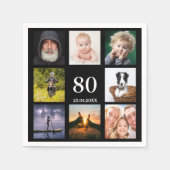 80e verjaardag foto collage jongens zwart servet (Voorkant)