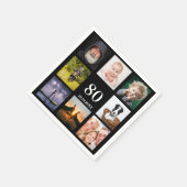 80e verjaardag foto collage jongens zwart servet (Hoek)