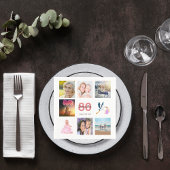 80e verjaardag foto collage witte roze naam servet