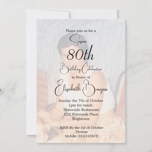 80e verjaardag foto Elegante Verjaardag Kaart (Voorkant)