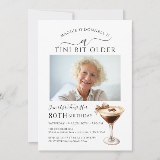 80e verjaardag foto Espresso Martini Kaart (Voorkant)