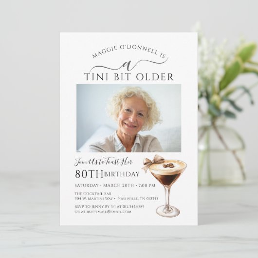 80e verjaardag foto Espresso Martini Kaart (Staand voorkant)