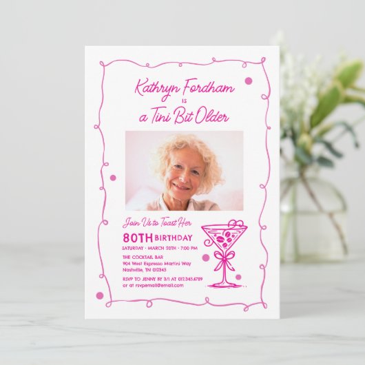80e verjaardag foto Espresso Martini Kaart (Staand voorkant)