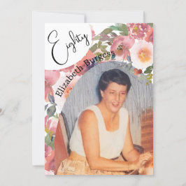 80e verjaardag foto Floral Elegant Verjaardag Kaart